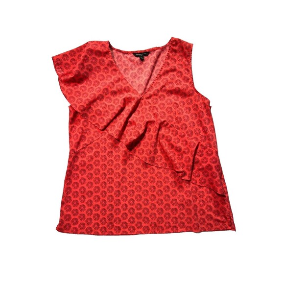 Banana Republic Asymmetrical Ruffle Size Large Womens Tank Top Blouse Coral - Picture 8 of 9